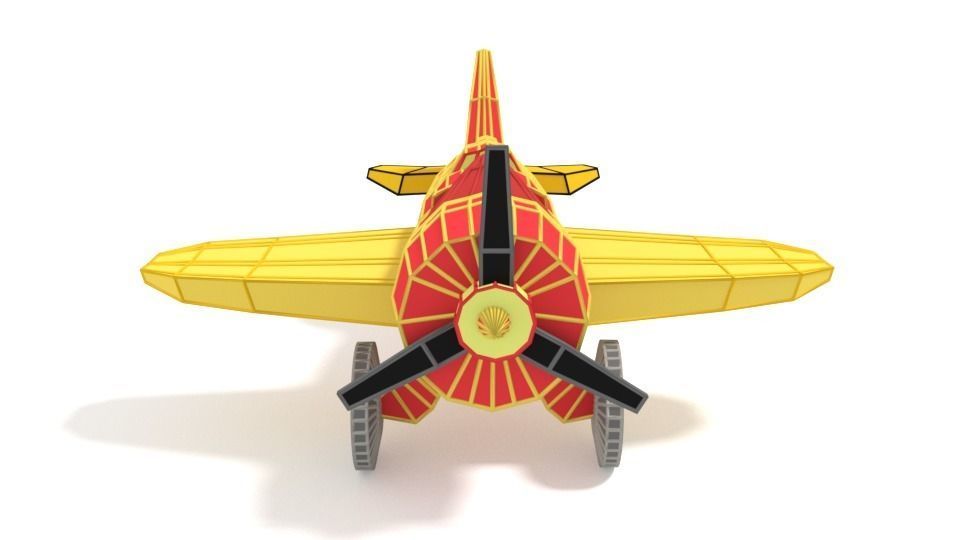 Low Poly Cartoon Airplane Toy Low-poly 3D model_11