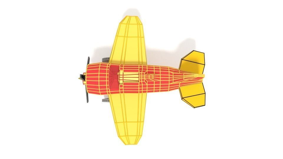 Low Poly Cartoon Airplane Toy Low-poly 3D model_16