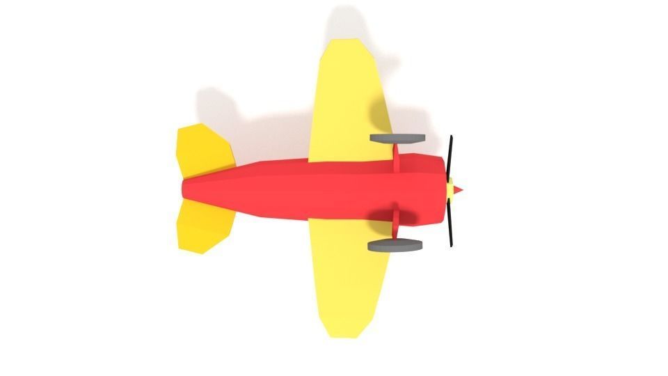 Low Poly Cartoon Airplane Toy Low-poly 3D model_8