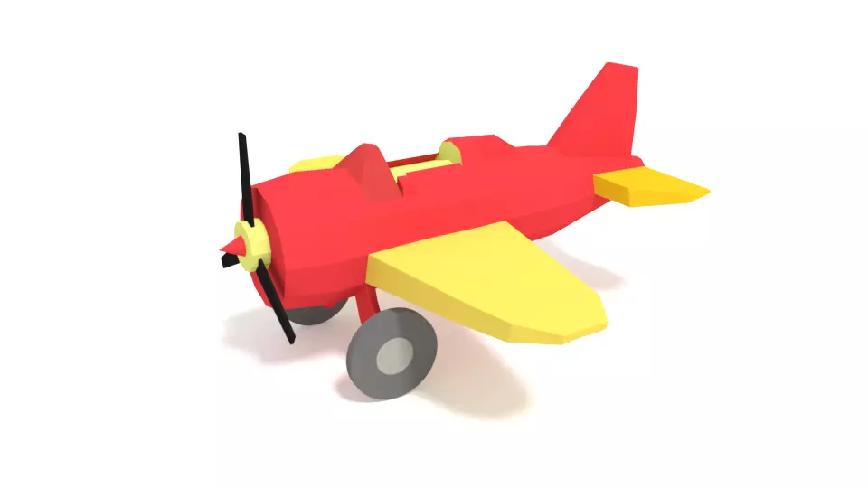 Low Poly Cartoon Airplane Toy Low-poly 3D model_0