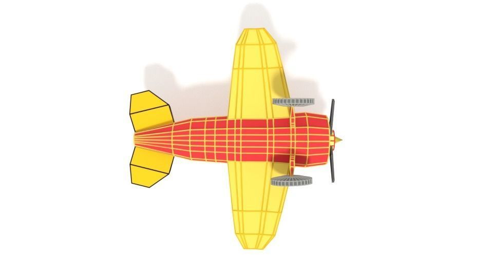 Low Poly Cartoon Airplane Toy Low-poly 3D model_17