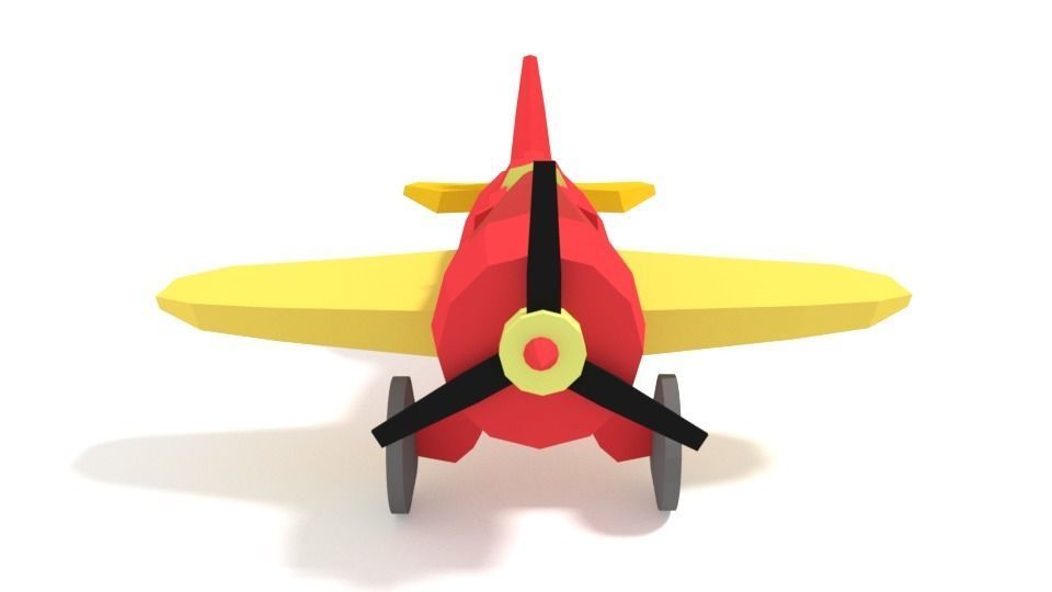 Low Poly Cartoon Airplane Toy Low-poly 3D model_2