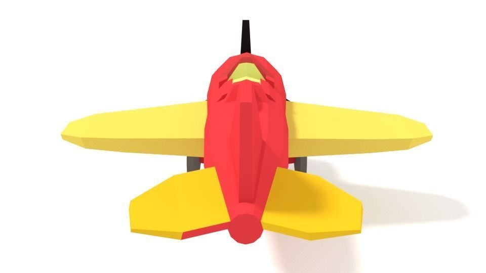 Low Poly Cartoon Airplane Toy Low-poly 3D model_5