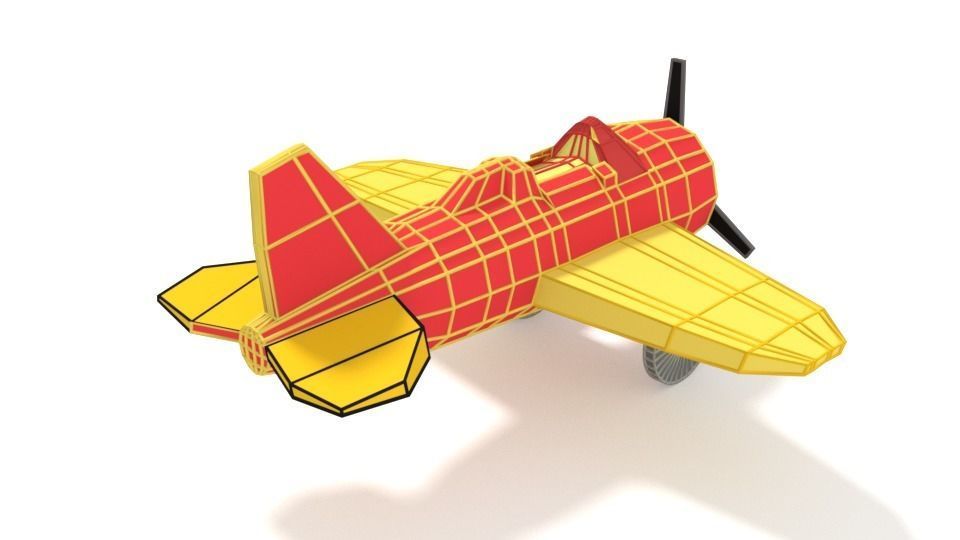 Low Poly Cartoon Airplane Toy Low-poly 3D model_13