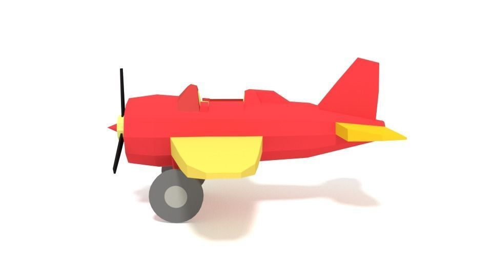 Low Poly Cartoon Airplane Toy Low-poly 3D model_1