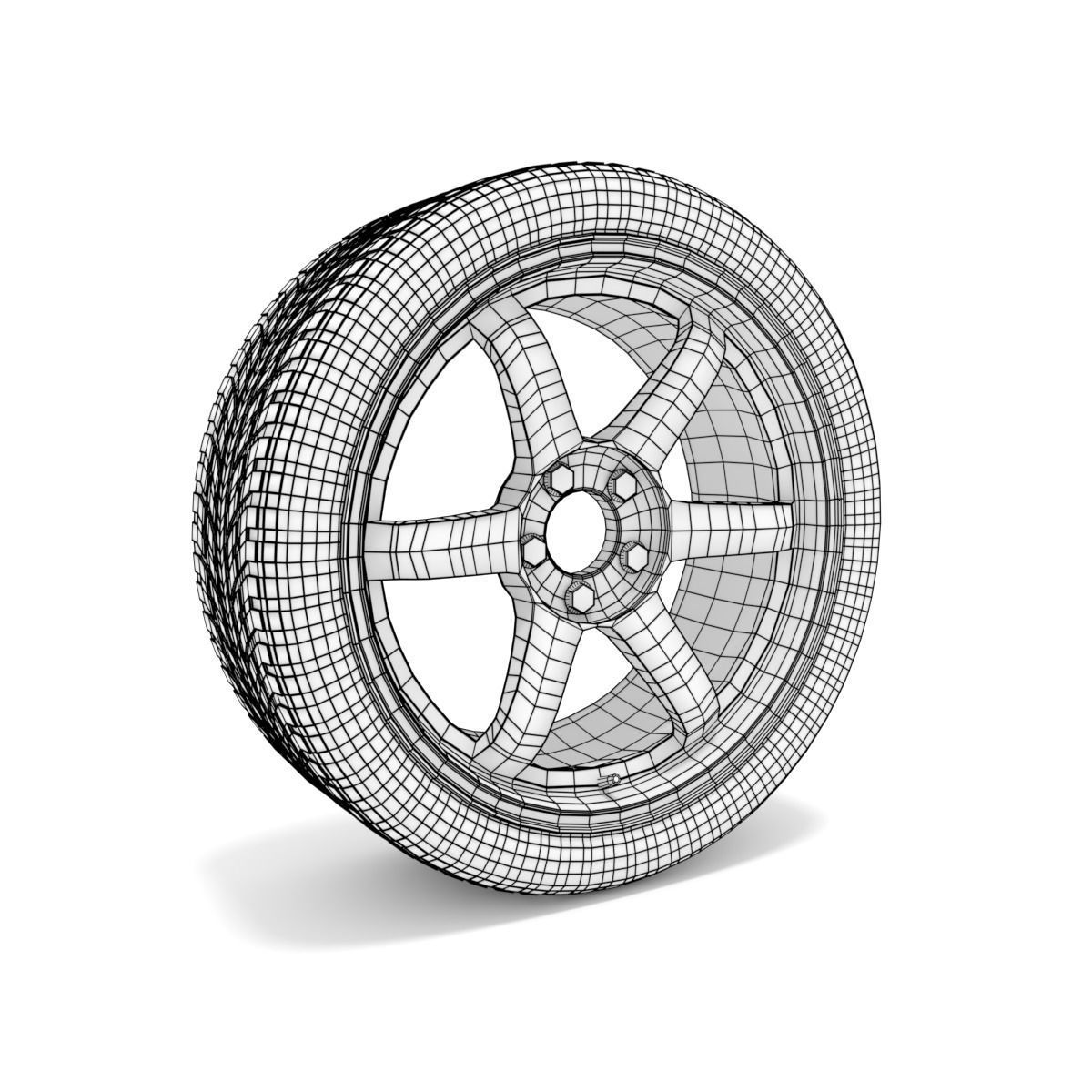 Volk Racing TE37 Rims - with Low profile tires 3D model_8