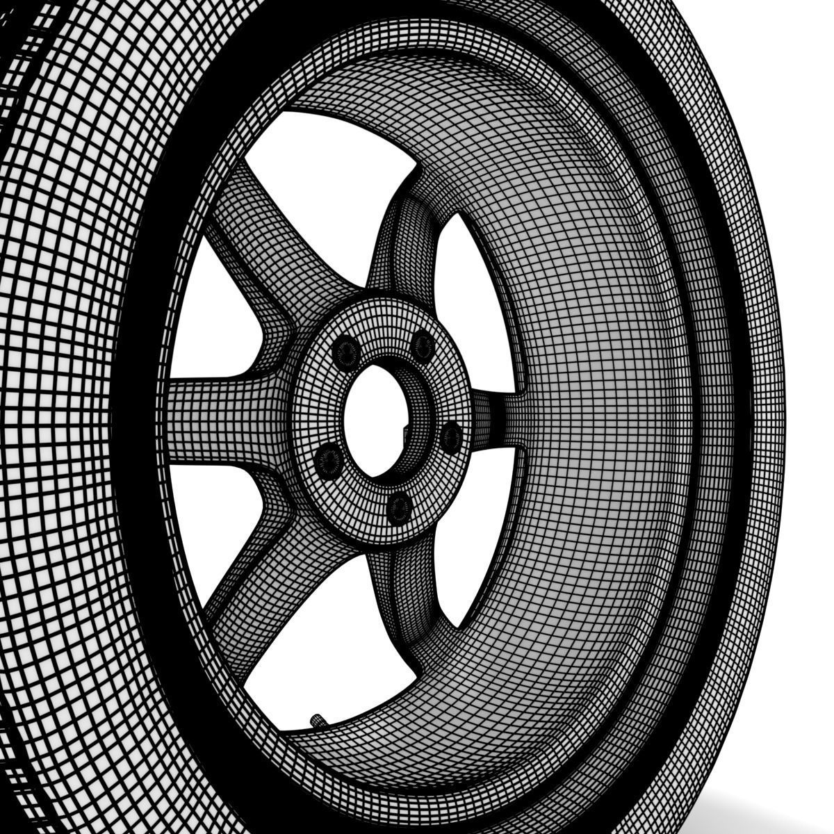 Volk Racing TE37 Rims - with Low profile tires 3D model_11