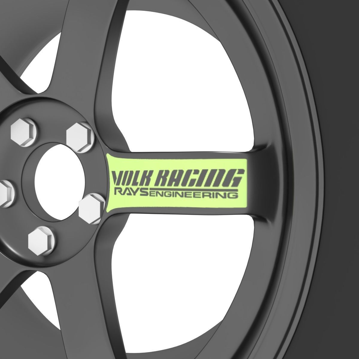 Volk Racing TE37 Rims - with Low profile tires 3D model_2