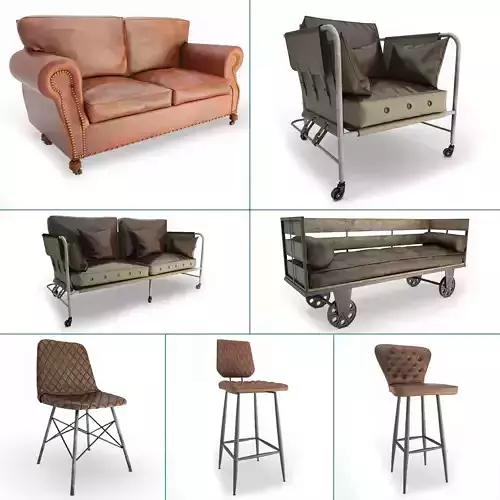Vintage Furniture Collection 2 3D model