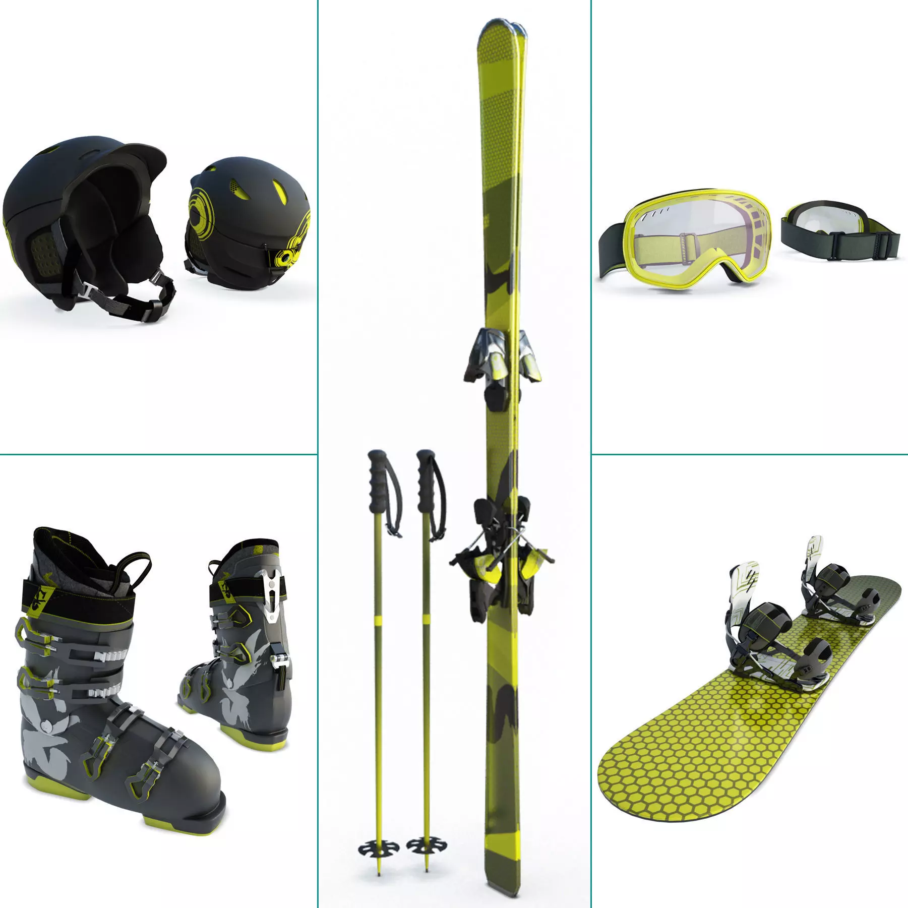 Winter Sport Equipment Ski and Snow 3D model