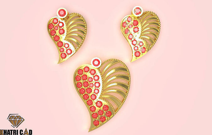 Heart Pendant with Beads 3D print model
