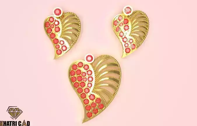 Heart Pendant with Beads 3D print model