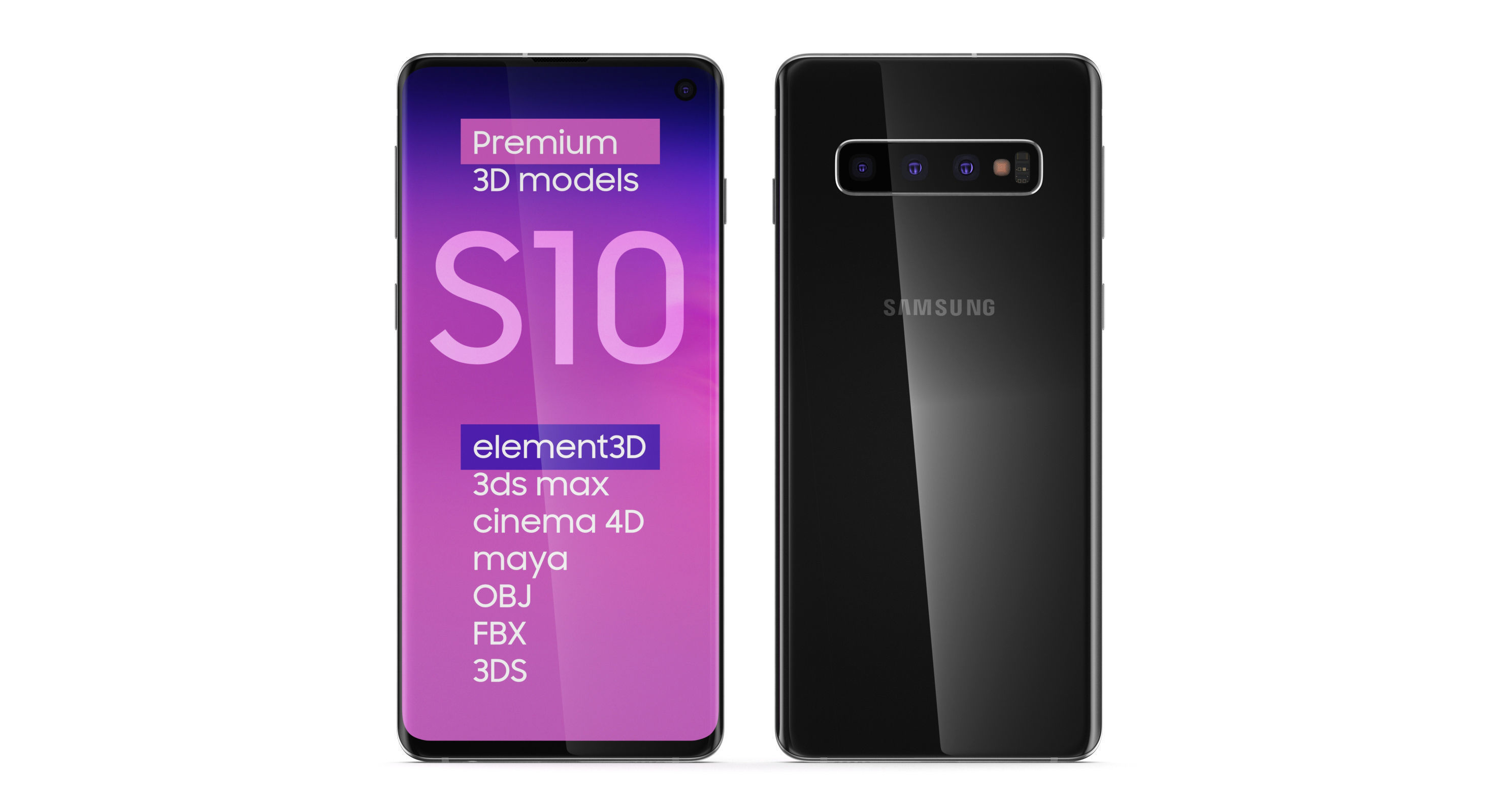E3D - Samsung Galaxy S10 Black  3D model_1