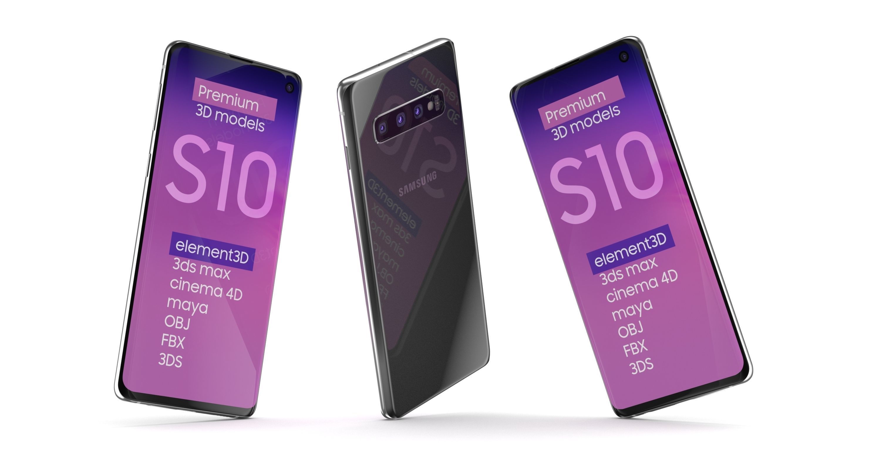 E3D - Samsung Galaxy S10 Black  3D model_4