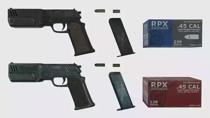 Low Poly Pistol With PBR Materials