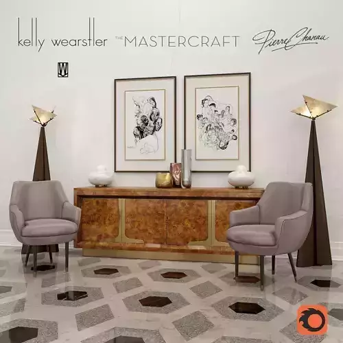 Composition Floor Lamp Chareau Pierre Kelly wearstler Sonara 3D model