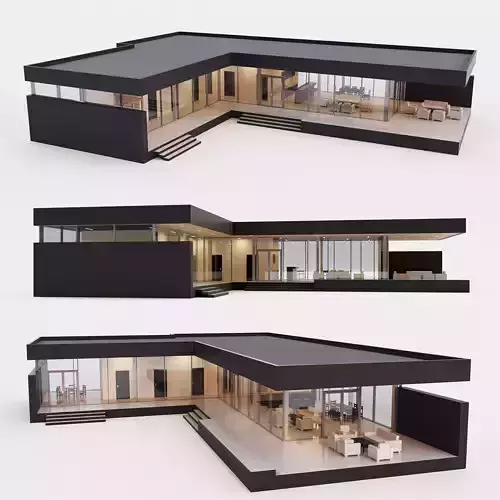 Villa house 2 Low-poly 3D model