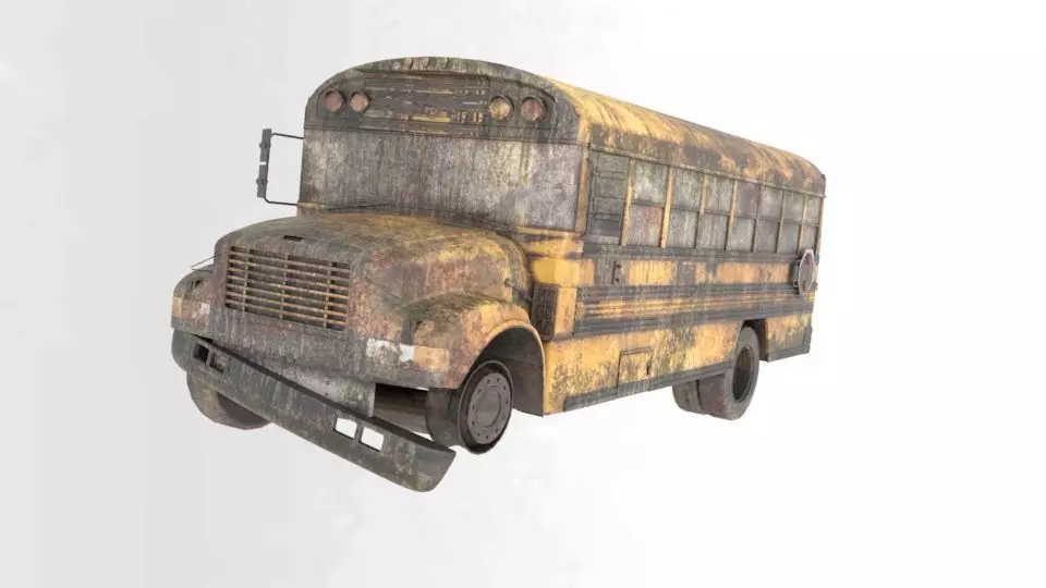 Old Bus Textured Low-poly 3D model