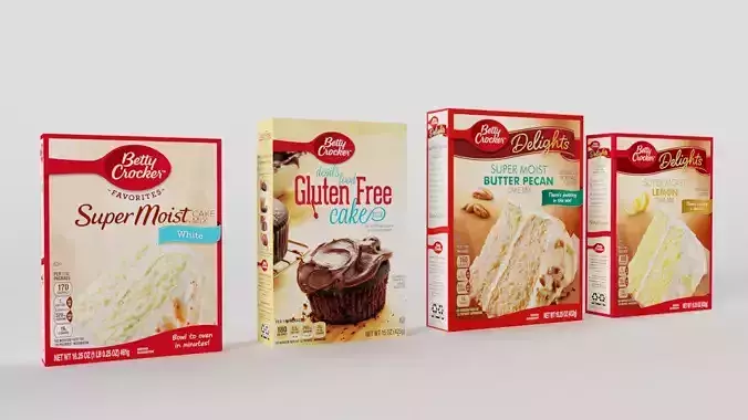 Betty Crocker Cake Mix Packages Low-poly 3D model