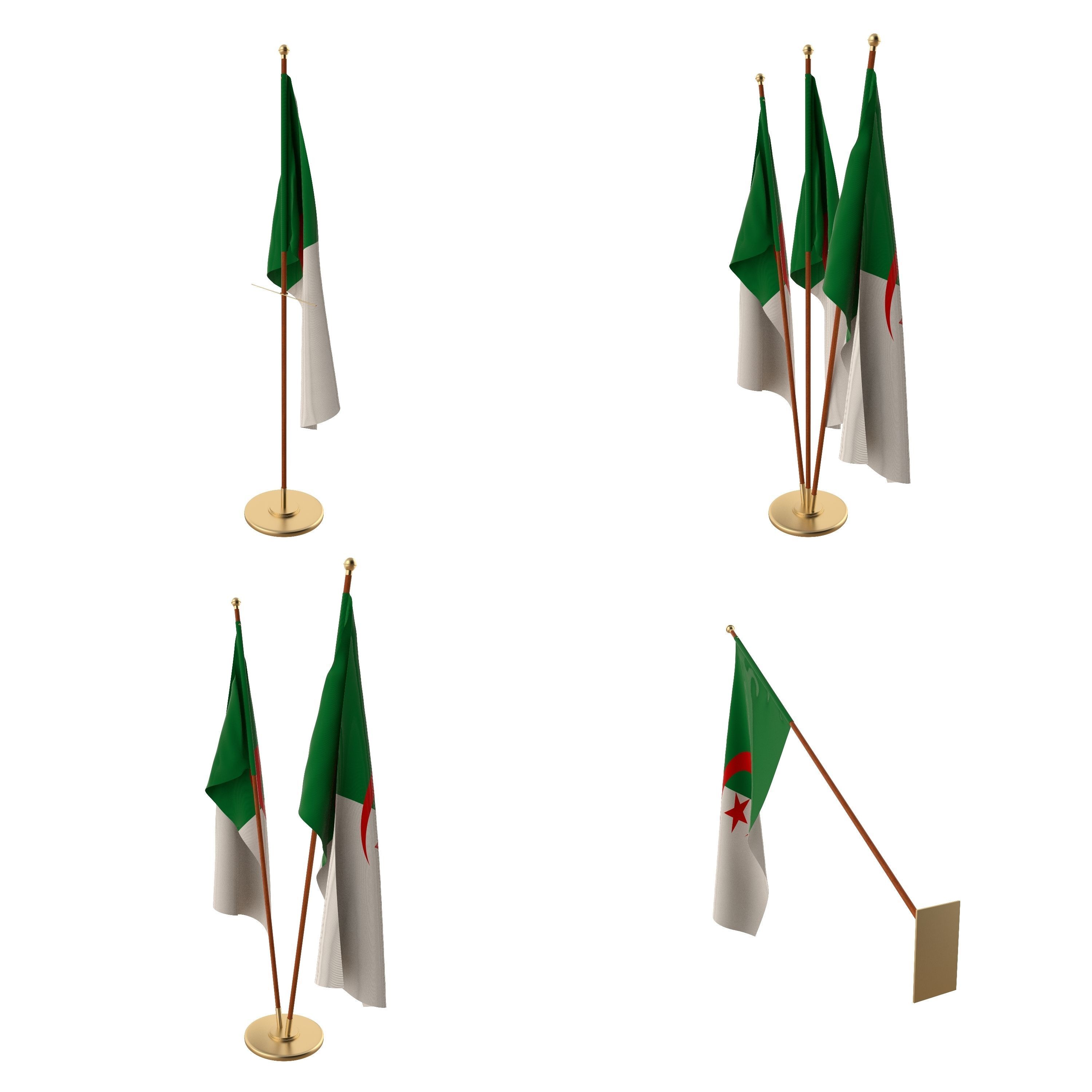 Algeria Flag Pack 3D model_1