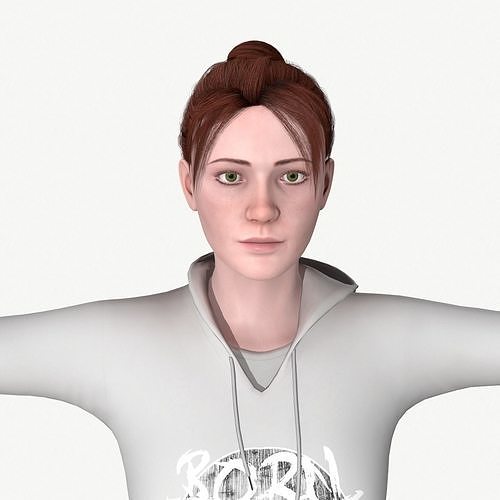 Young woman rigged Low-poly 3D model