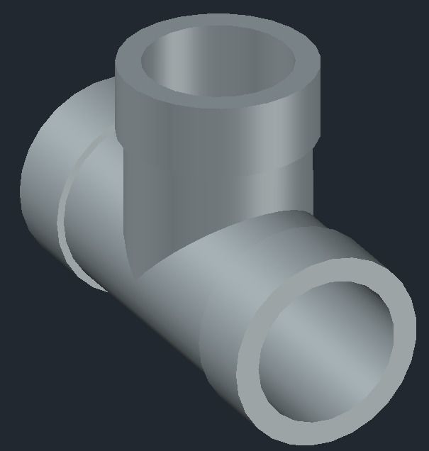 Tee pipe 3D print model_2