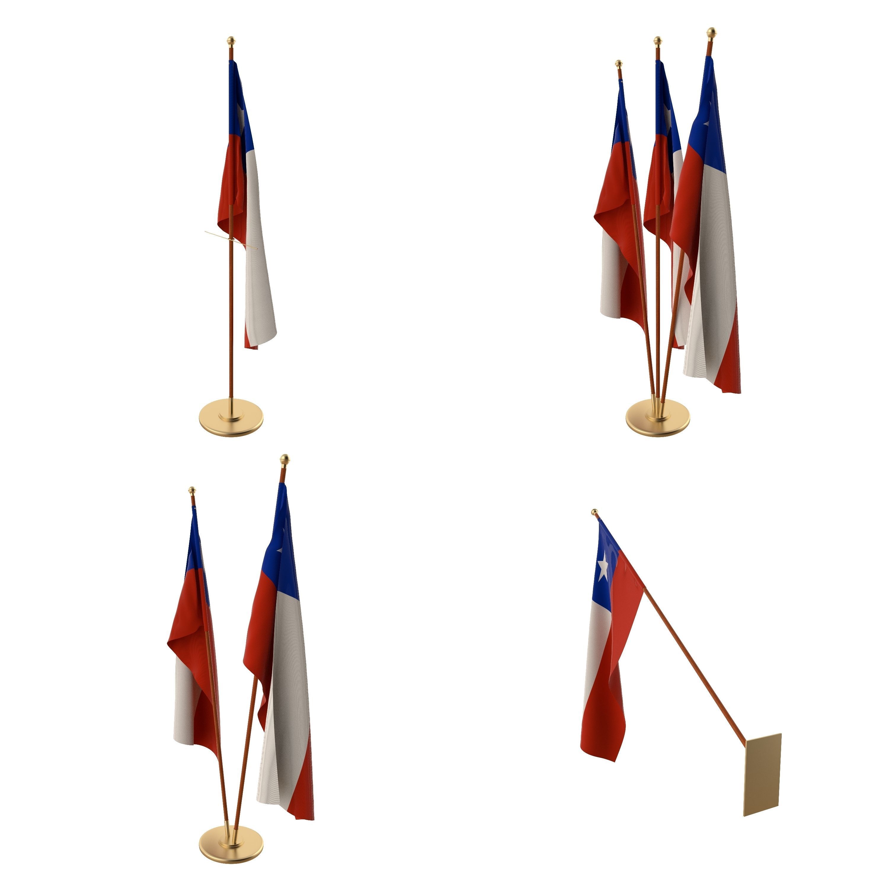 Chile Flag Pack 3D model_1