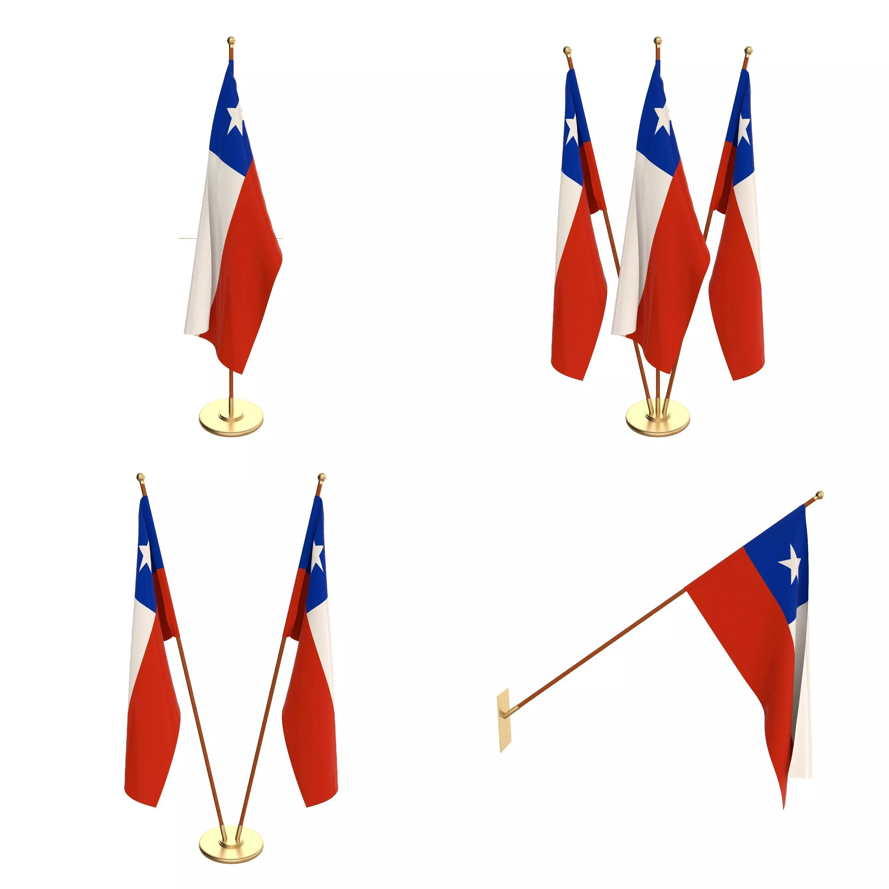 Chile Flag Pack 3D model_0