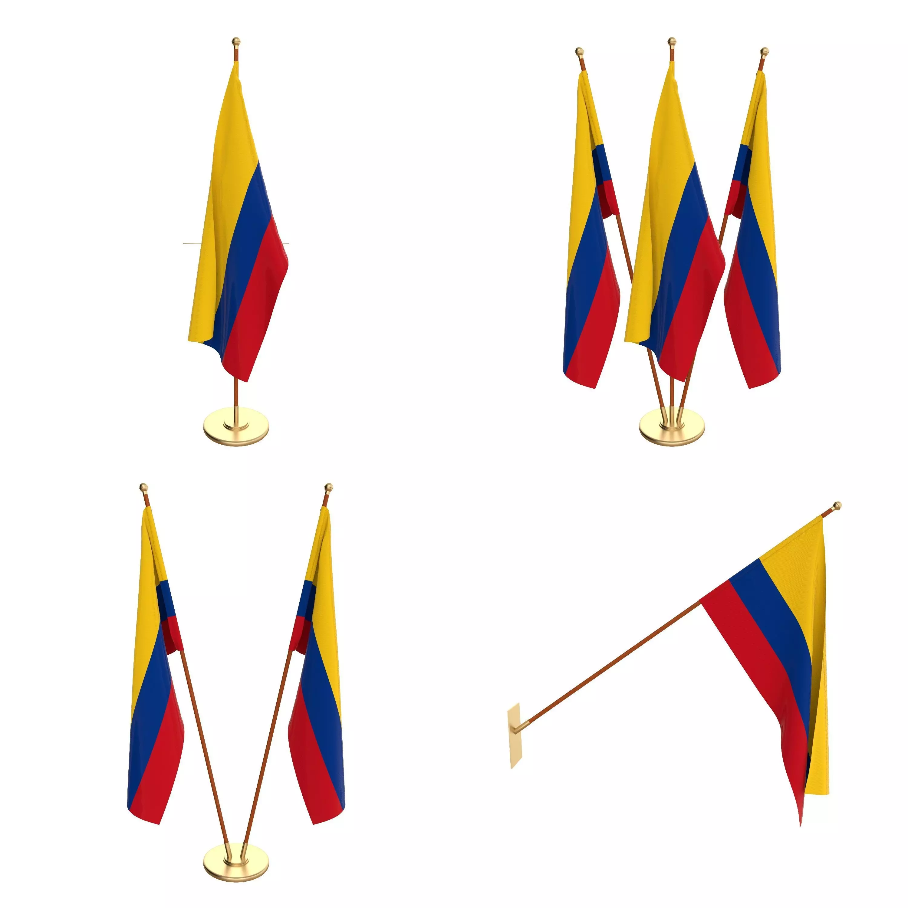 Colombia Flag Pack 3D model_0