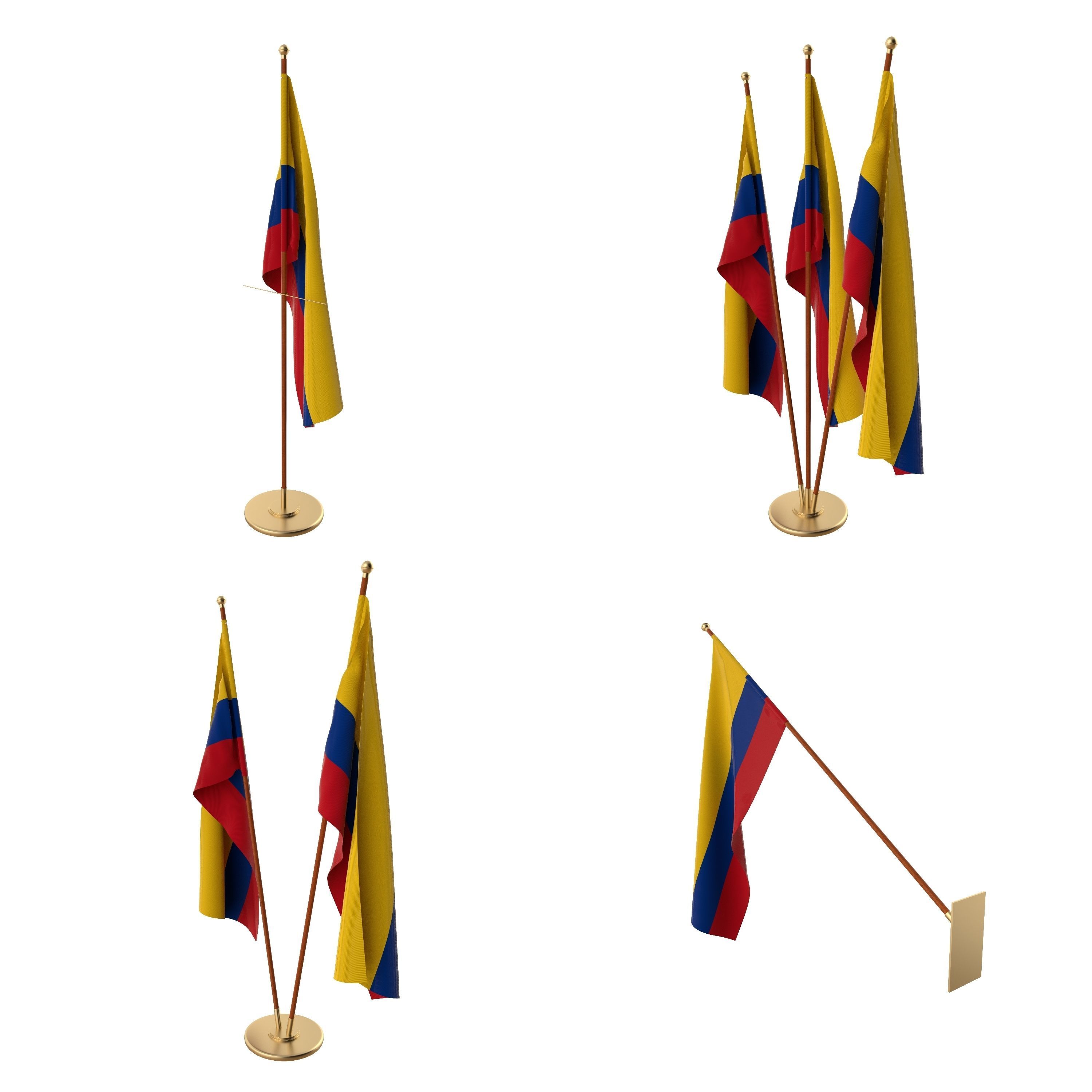 Colombia Flag Pack 3D model_1