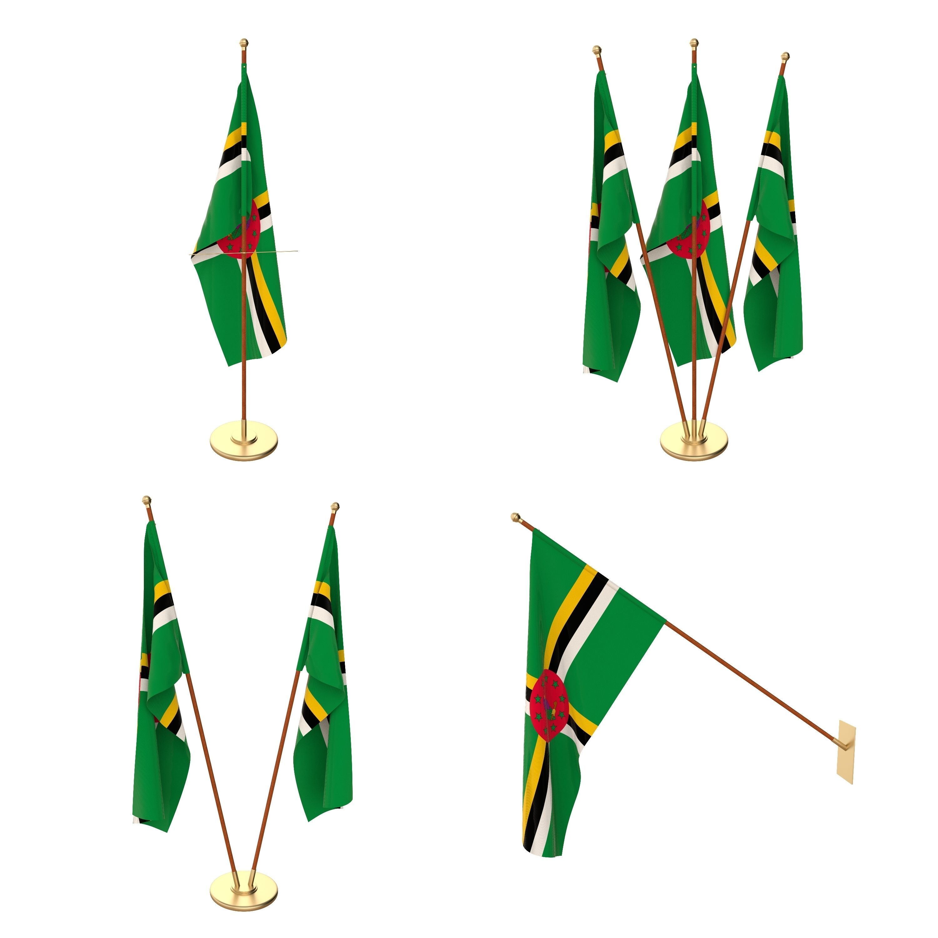 Dominica Flag Pack 3D model_1