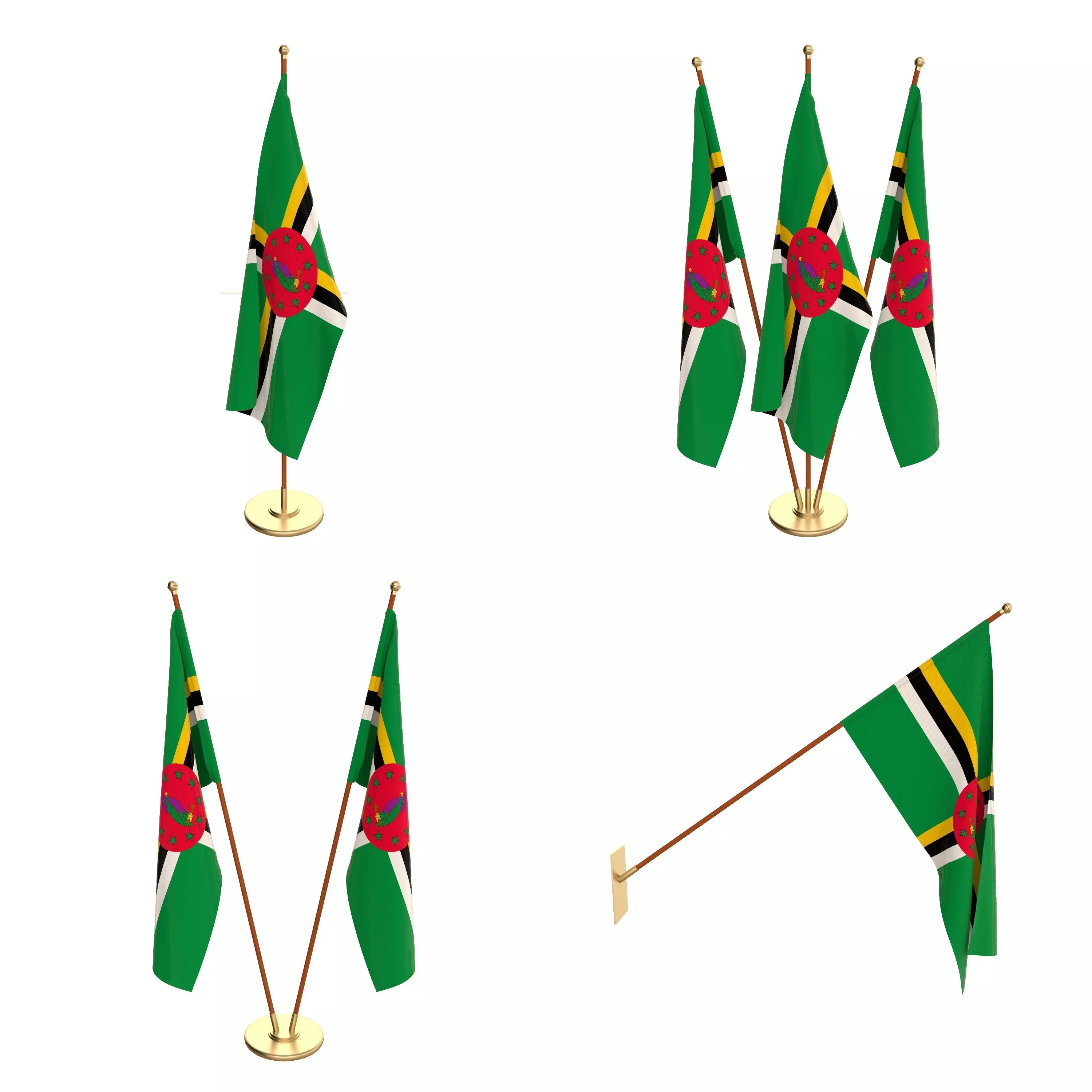 Dominica Flag Pack 3D model_0