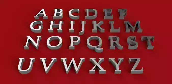 CONSTANTIA font uppercase and lowercase 3D letters STL file 
