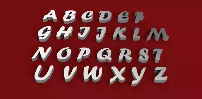 FORTE font uppercase and lowercase 3D letters STL file