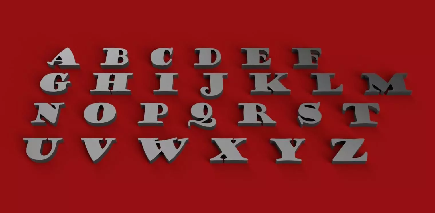 GOUDY STOUT font uppercase 3D letters STL file 3D print model_0