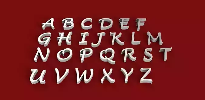 LUCIDA HAND font uppercase and lowercase3D letters STL file 3D print model