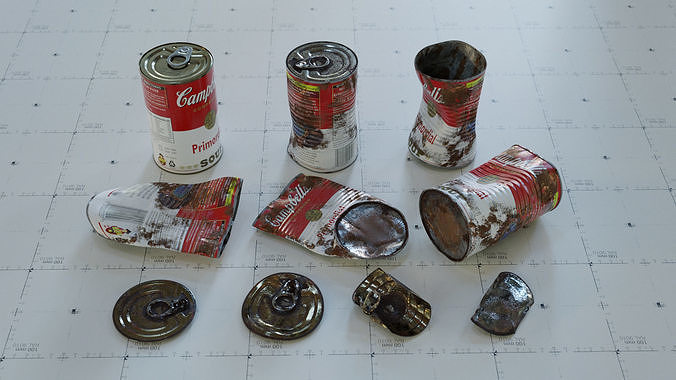 Trash Cans Food 6 Types - 3D Asset Kit PBR Low-poly 3D model 5