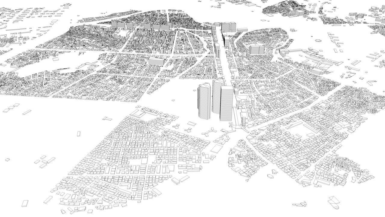 Seoul Streets and Buildings 3D model_13