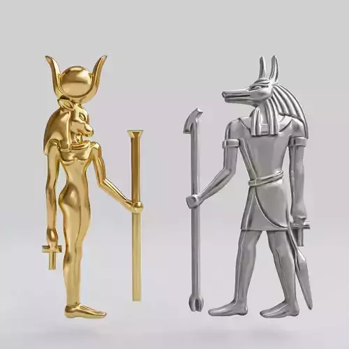 Egyptian gods - Hathor and Anubis - excellent for jewelry 3D Model Collection