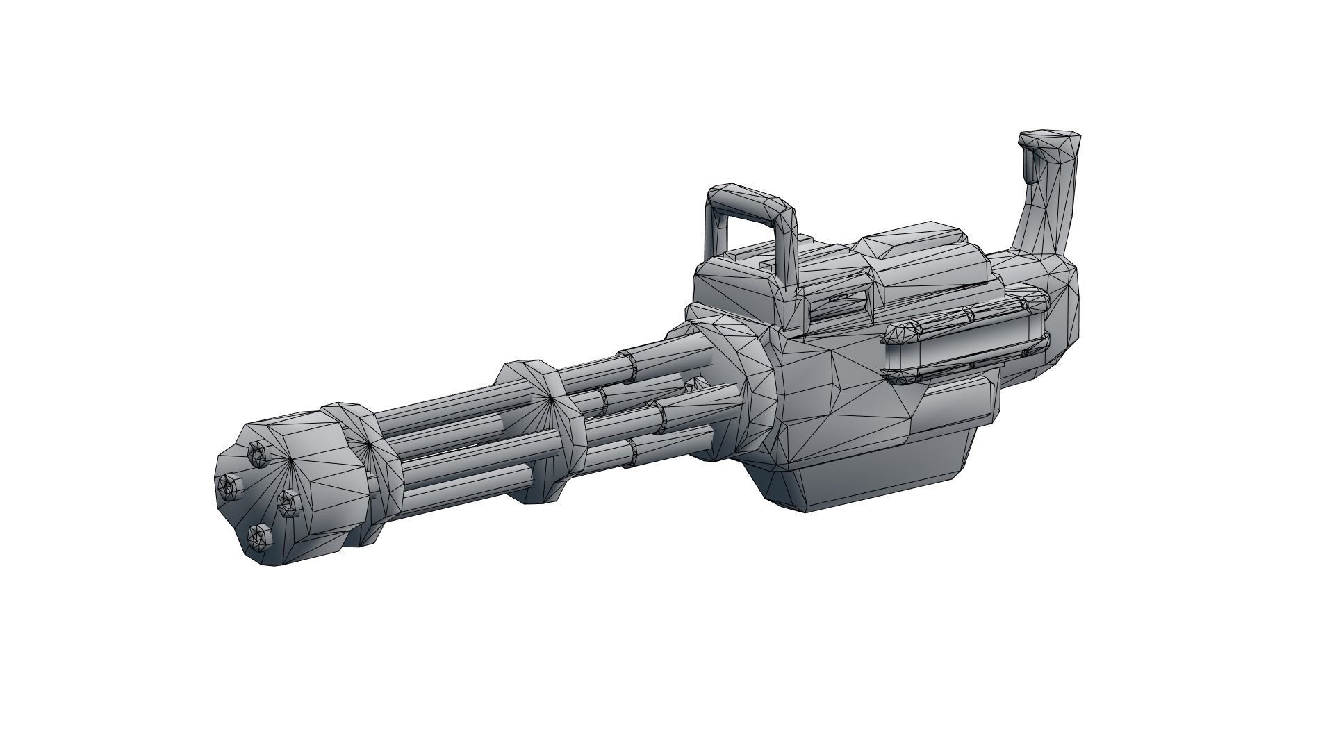 Low Poly Minigun With PBR Materials Low-poly 3D model_37