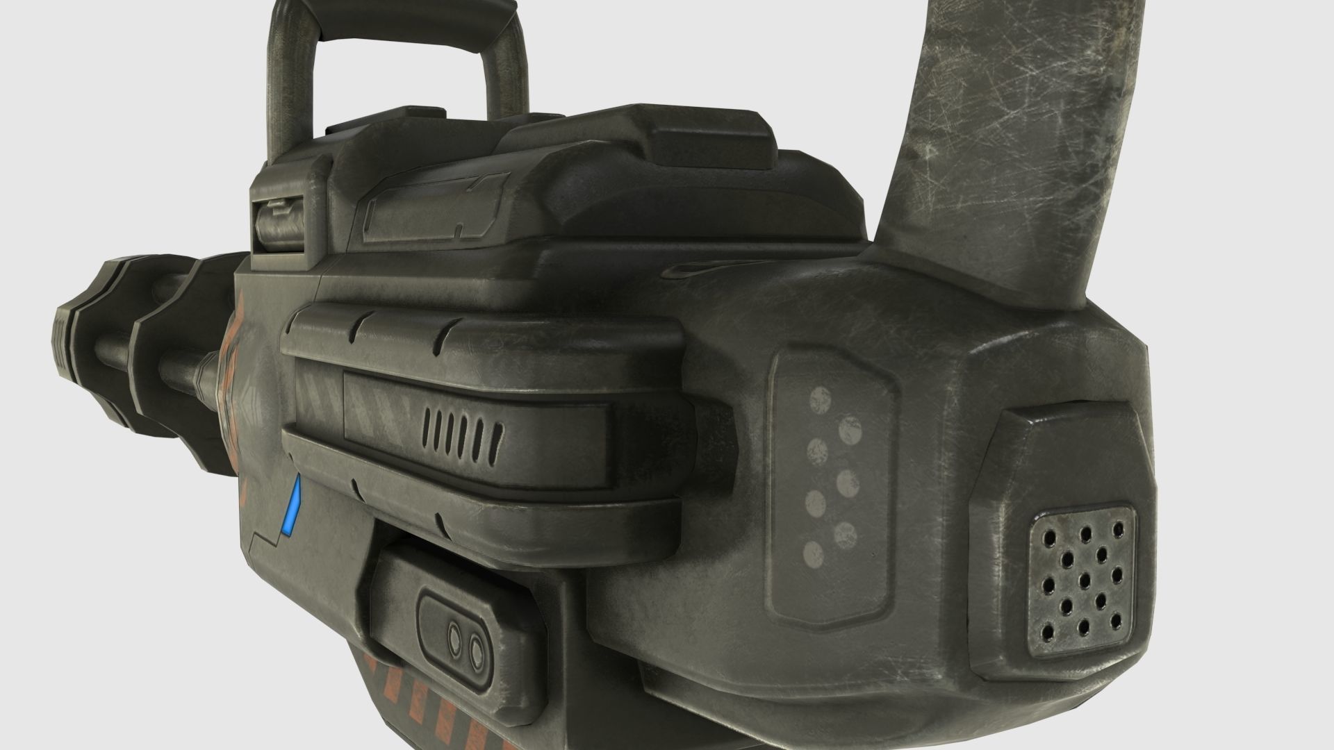 Low Poly Minigun With PBR Materials Low-poly 3D model_17