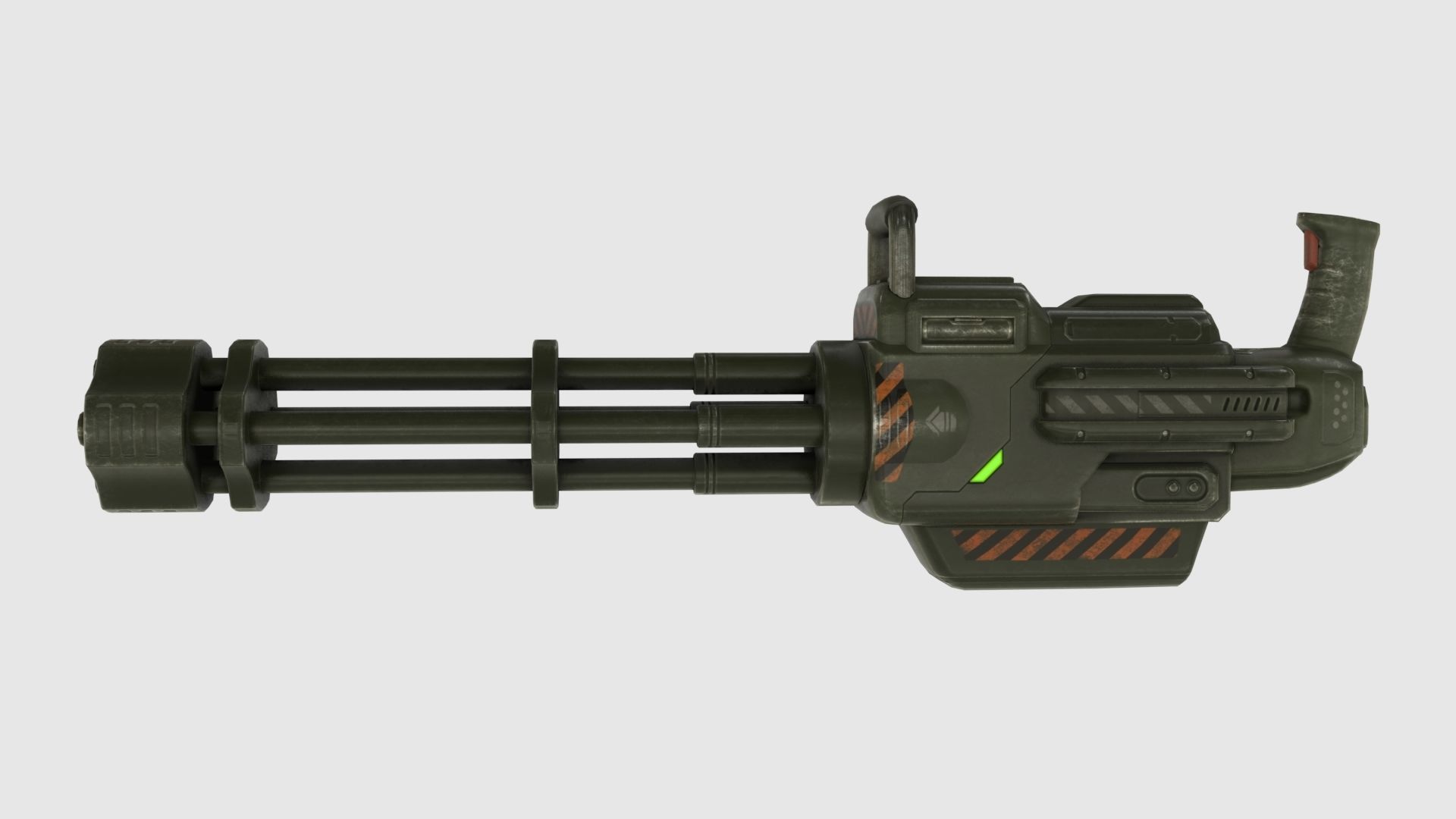 Low Poly Minigun With PBR Materials Low-poly 3D model_27