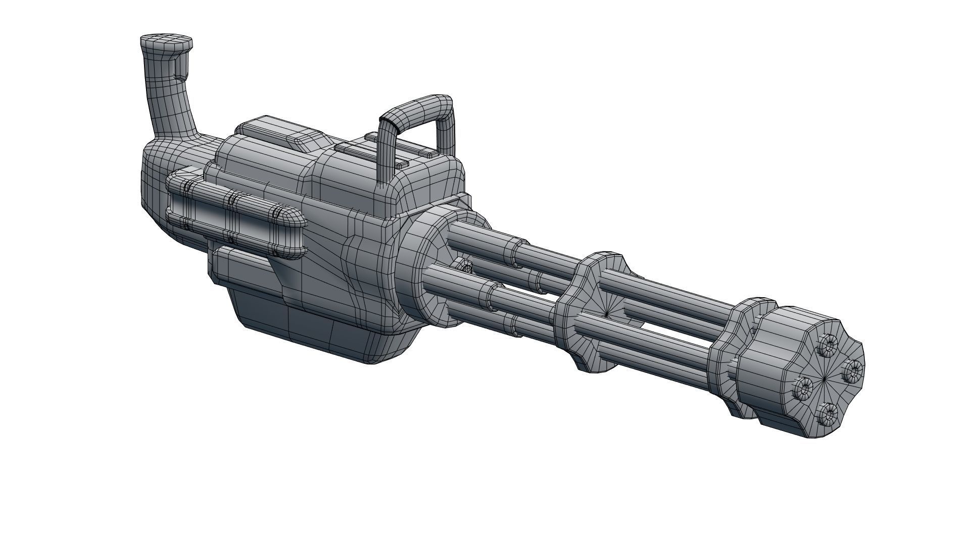 Low Poly Minigun With PBR Materials Low-poly 3D model_32