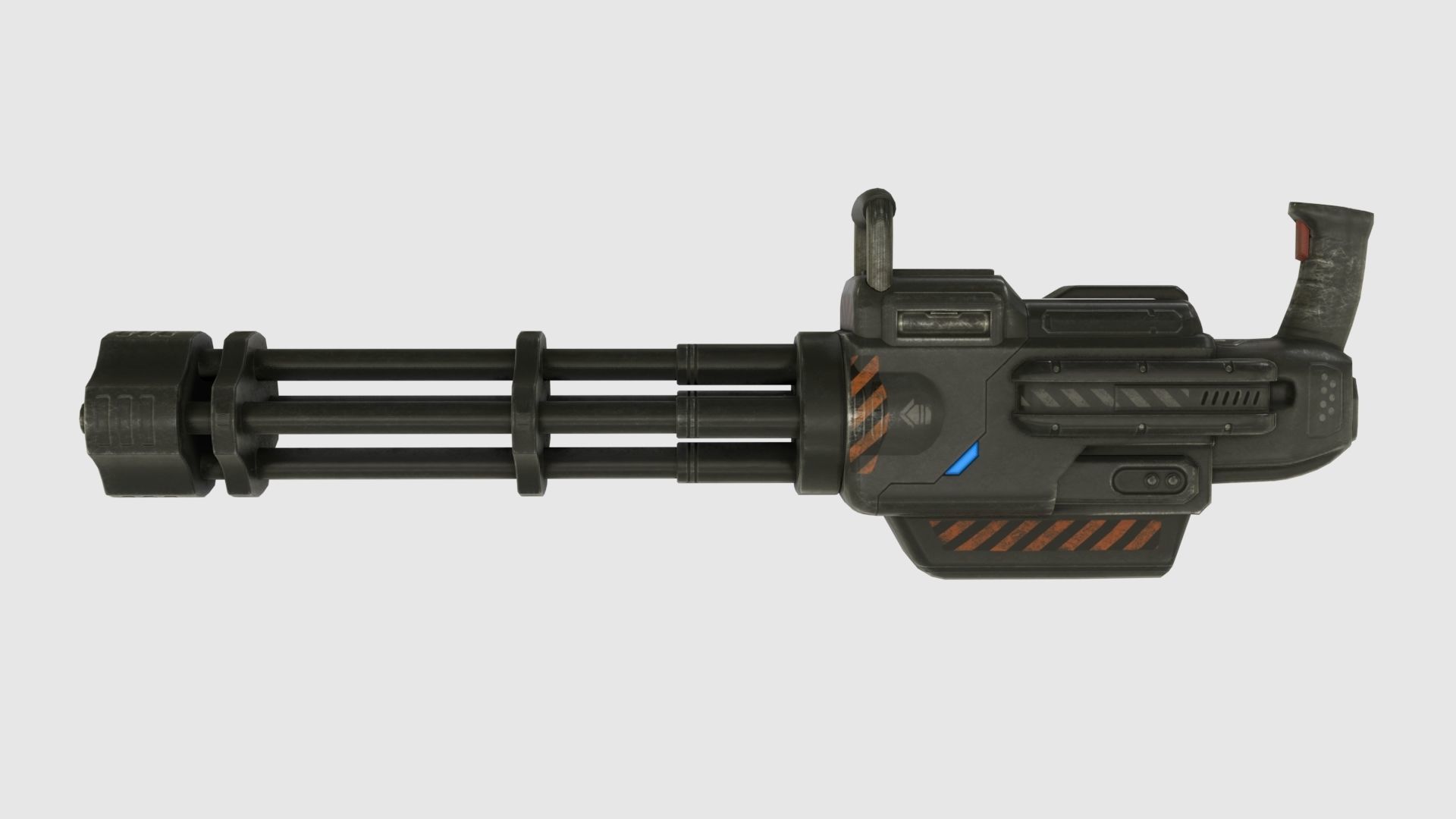 Low Poly Minigun With PBR Materials Low-poly 3D model_12