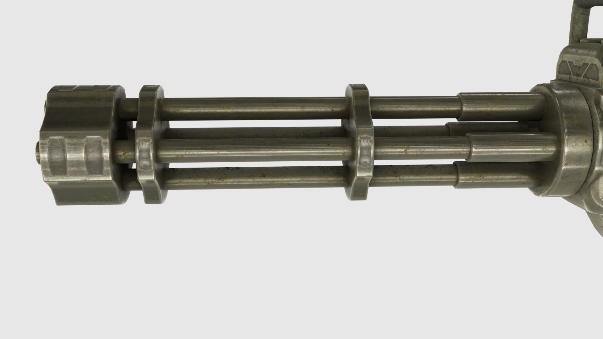 Low Poly Minigun With PBR Materials Low-poly 3D model_9