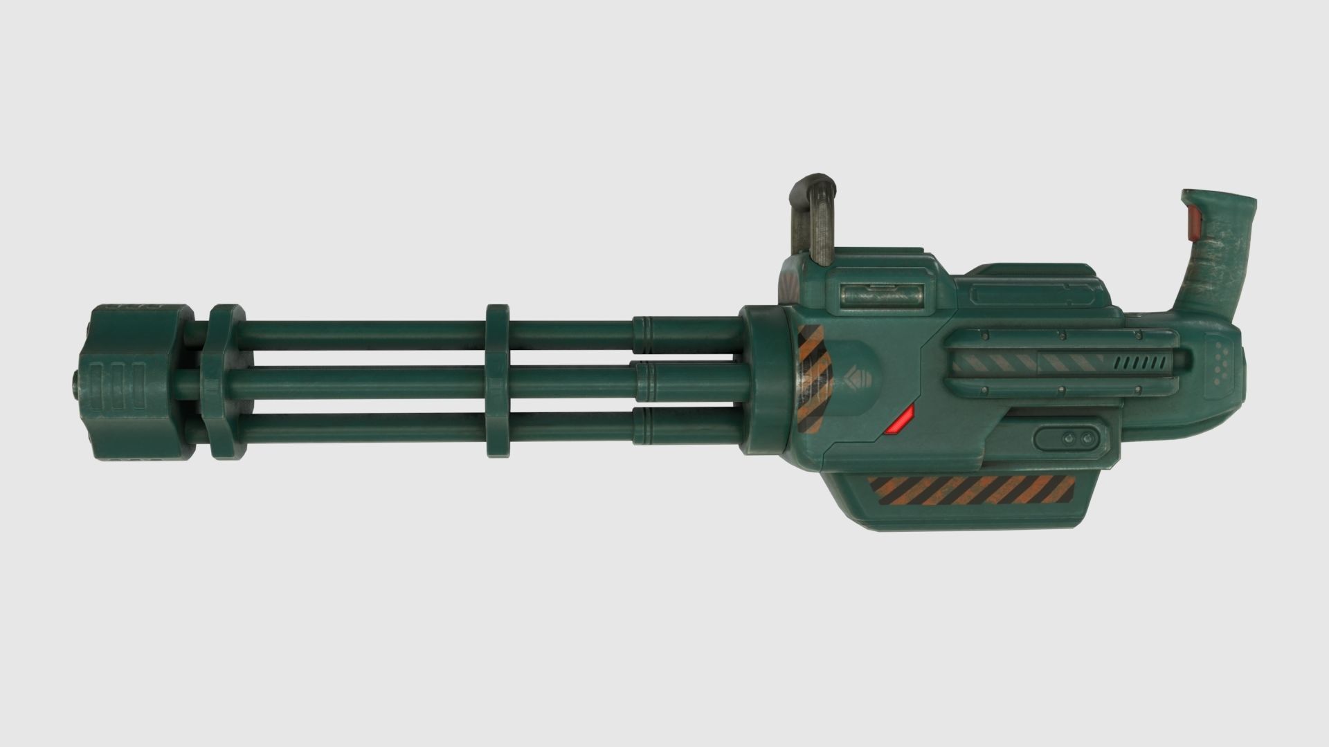 Low Poly Minigun With PBR Materials Low-poly 3D model_29