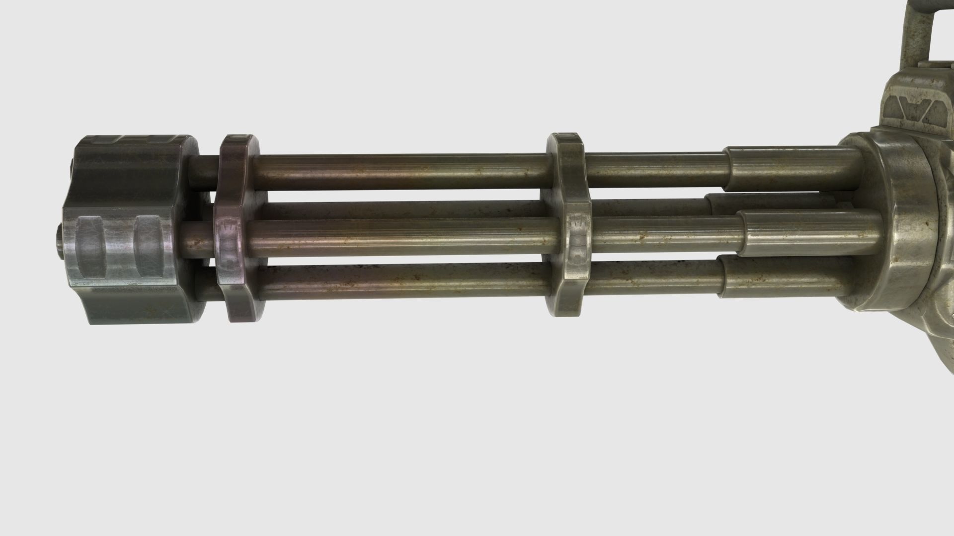 Low Poly Minigun With PBR Materials Low-poly 3D model_10