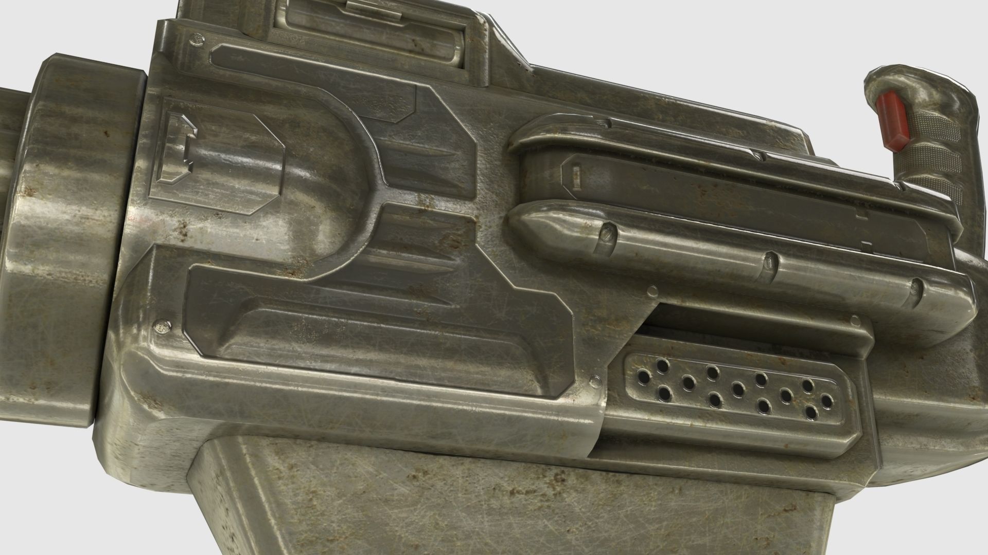 Low Poly Minigun With PBR Materials Low-poly 3D model_5