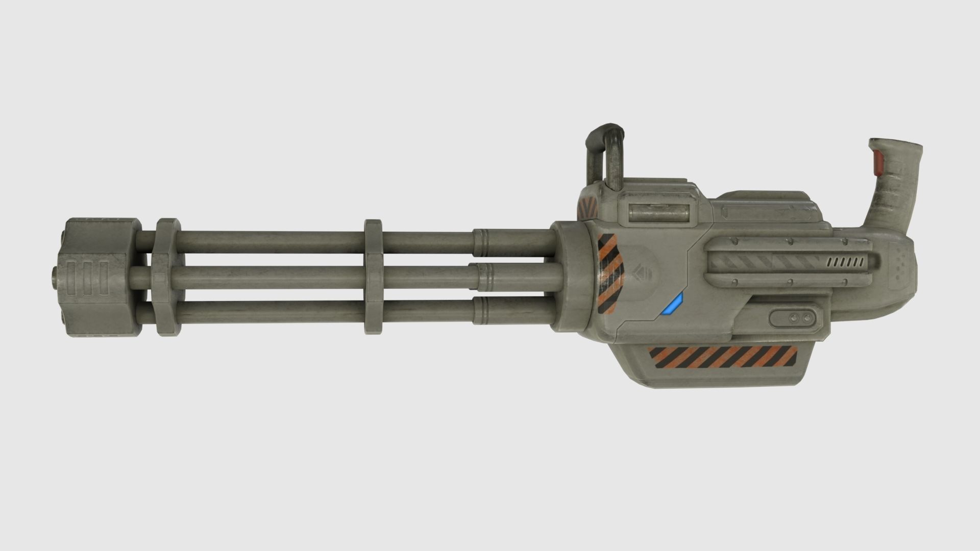 Low Poly Minigun With PBR Materials Low-poly 3D model_28