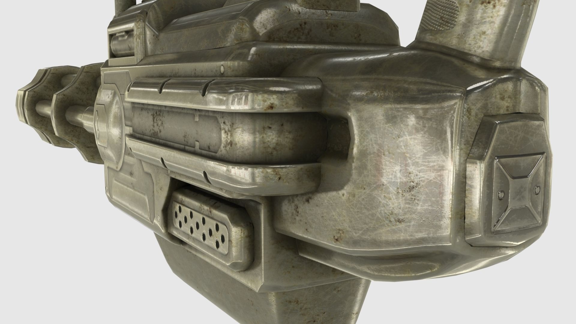 Low Poly Minigun With PBR Materials Low-poly 3D model_6